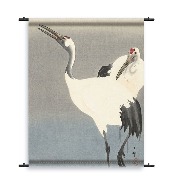 Ohara Koson - Crane bird als Wandkleed. Breng Japanse kunst in jouw interieur.
